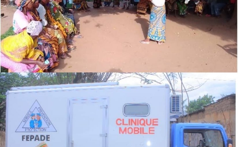 LA FERAPADE, Fédération des femmes pour la paix et le développement, une ASBL locale du Sud- kivu  disponibilise une clinique mobile des soins médicaux gratuits en faveur des populations vulnérables des territoires d’Uvira et Fizi.’